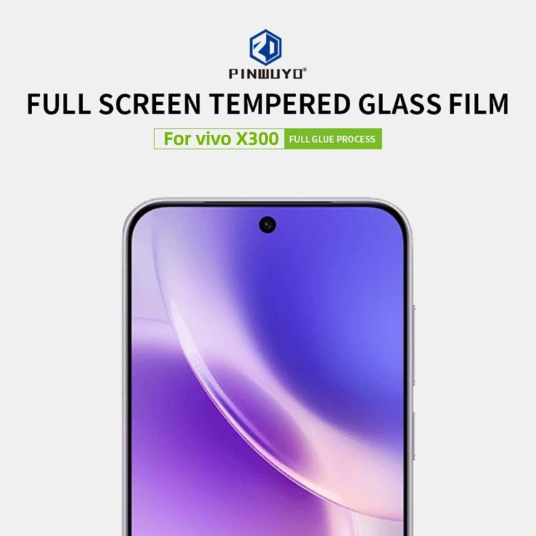 For vivo X300 Unlock PINWUYO 9H 2.5D Full Screen Tempered Glass Film - Black