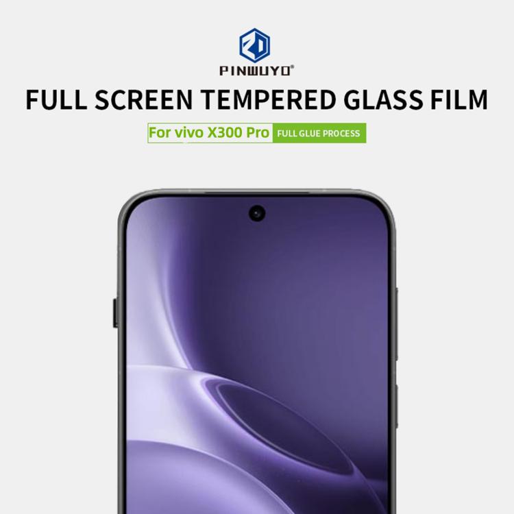 For vivo X300 Pro Unlock PINWUYO 9H 2.5D Full Screen Tempered Glass Film - Black