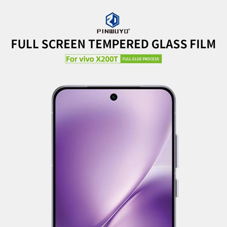 For vivo X200T 5G Unlock PINWUYO 9H 2.5D Full Screen Tempered Glass Film - Black