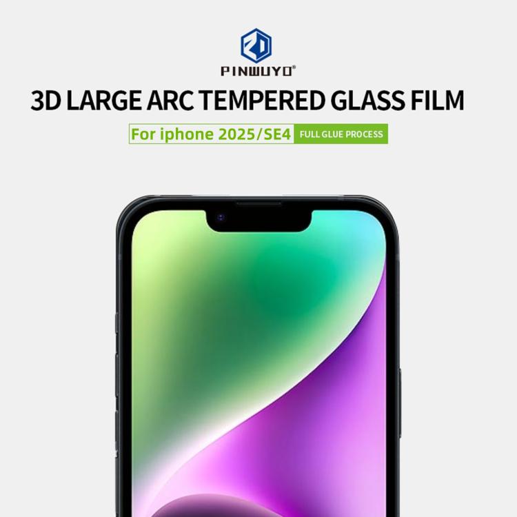 For iPhone 17e / 16e PINWUYO 9H 3D Curved Full Screen Explosion-proof Tempered Glass Film - Black
