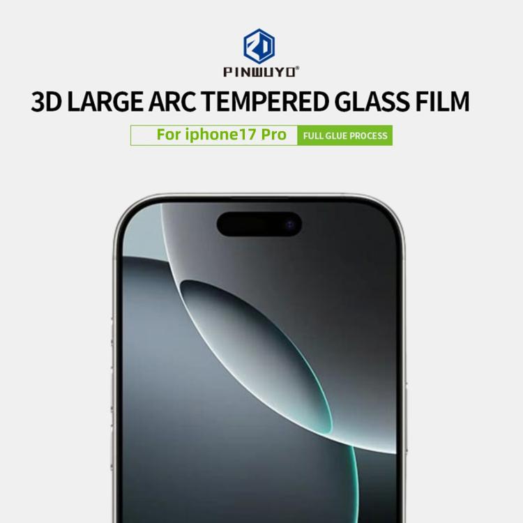 For iPhone 17 Pro PINWUYO 9H 3D Curved Full Screen Explosion-proof Tempered Glass Film - Black