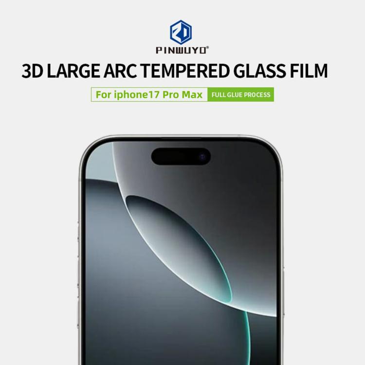 For iPhone 17 Pro Max PINWUYO 9H 3D Curved Full Screen Explosion-proof Tempered Glass Film - Black