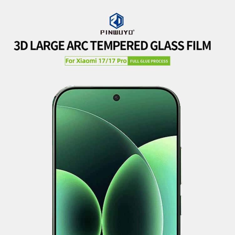 For Xiaomi 17 / 17 Pro Unlock PINWUYO 9H 3D Full Screen Explosion-proof Tempered Glass Film - Black