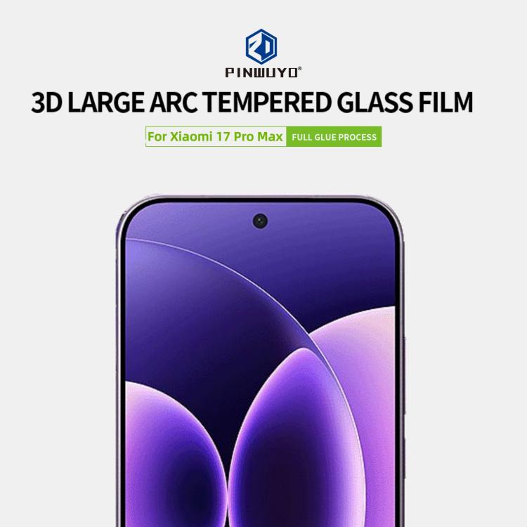 For Xiaomi 17 Pro Max Unlock PINWUYO 9H 3D Full Screen Explosion-proof Tempered Glass Film - Black