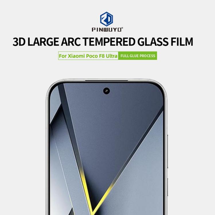 For Xiaomi Poco F8 Ultra Unlock PINWUYO 9H 3D Full Screen Explosion-proof Tempered Glass Film - Black