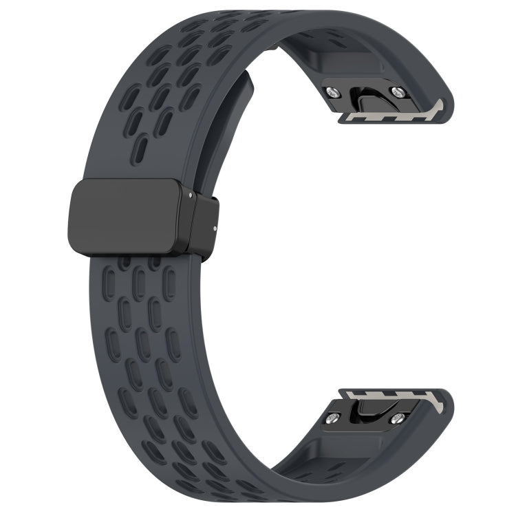 For Garmin Fenix 8 AMOLED 43mm Hole Folding Buckle 20mm Silicone Watch Band
