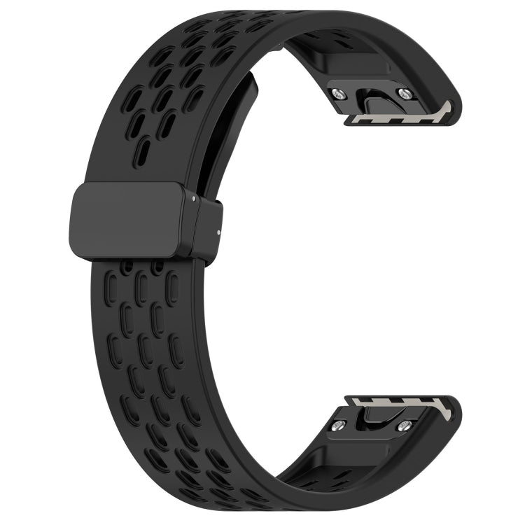 For Garmin Fenix E 47mm Hole Folding Buckle 22mm Silicone Watch Band