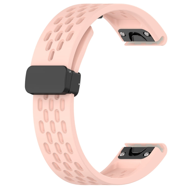 For Garmin Fenix E 47mm Hole Folding Buckle 22mm Silicone Watch Band