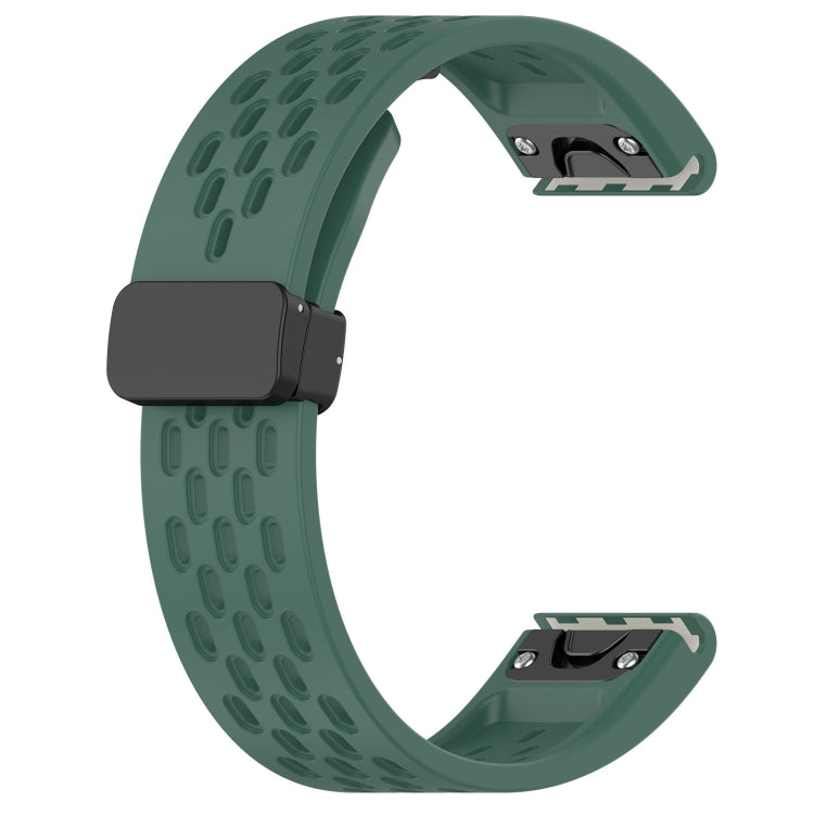 For Garmin Fenix E 47mm Hole Folding Buckle 22mm Silicone Watch Band