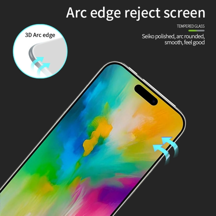 For iPhone 16 MOFI 9H 3D Explosion-proof Curved Screen Tempered Glass Film - Black