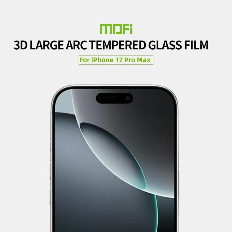 For iPhone 17 Pro Max MOFI 9H 3D Explosion-proof Curved Screen Tempered Glass Film - Black