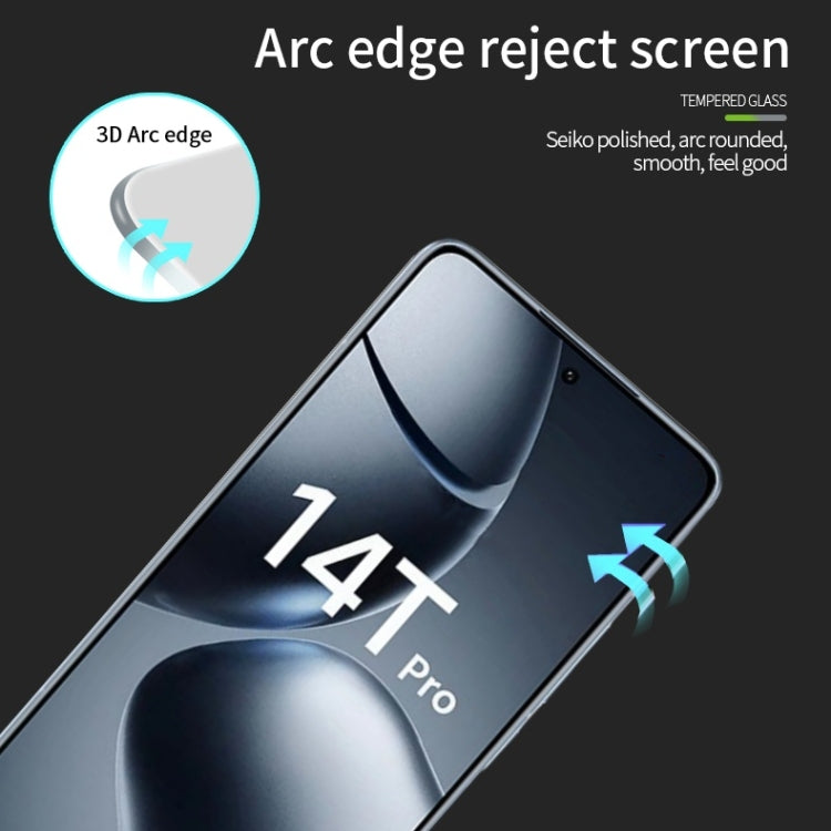 For Xiaomi 14T / 14T Pro MOFI 9H 3D Explosion-proof Curved Screen Tempered Glass Film - Black