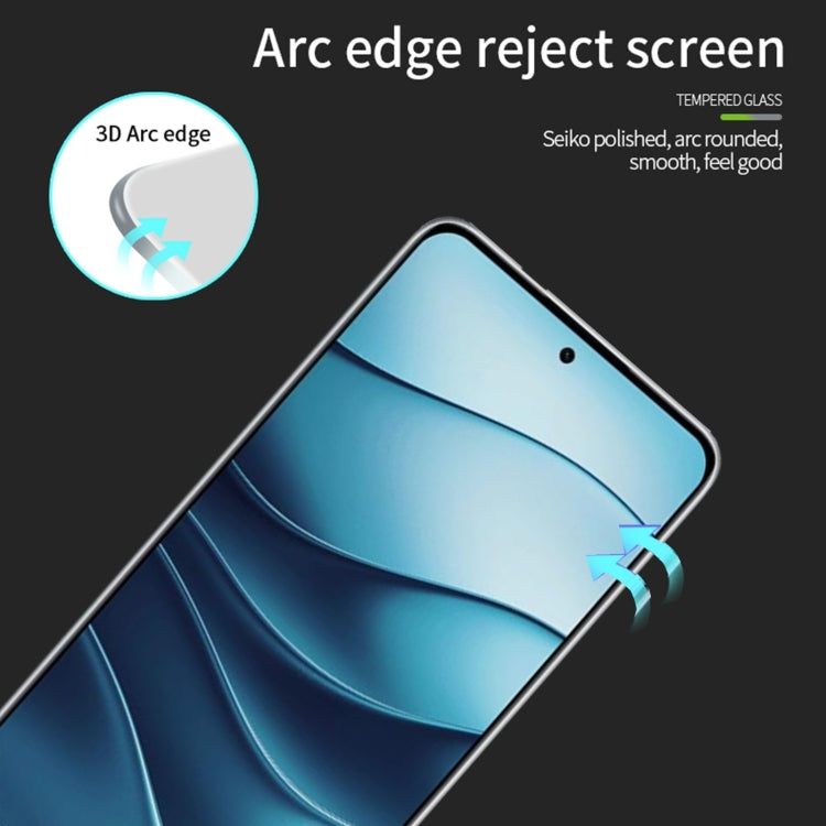 For Xiaomi Redmi Note 14 5G MOFI 9H 3D Explosion-proof Curved Screen Tempered Glass Film - Black