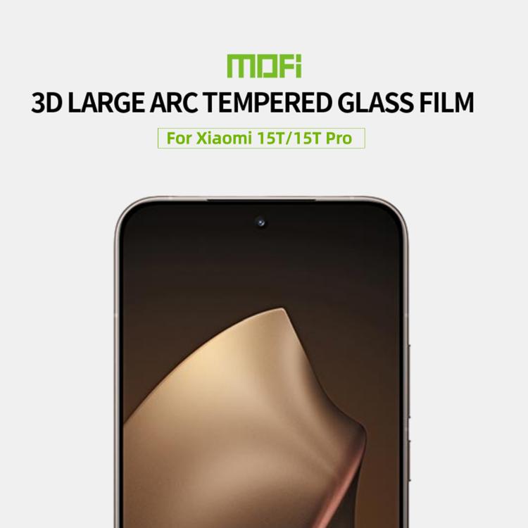 For Xiaomi 15T / 15T Pro MOFI 9H 3D Explosion-proof Curved Screen Tempered Glass Film - Black