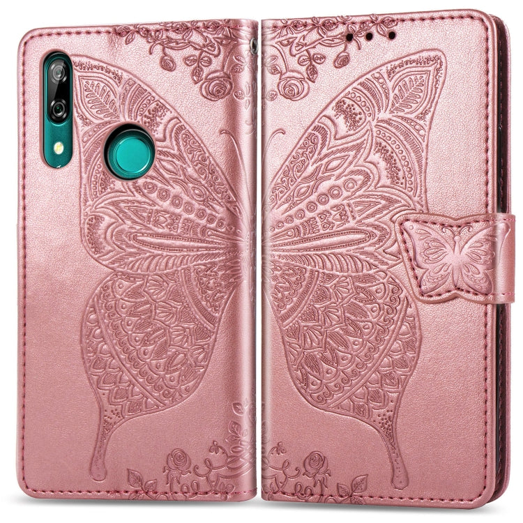 Butterfly Love Flowers Embossing Horizontal Flip Leather Case For Huawei P Smart Z with Holder & Card Slots & Wallet & Lanyard