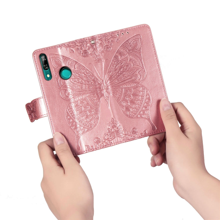 Butterfly Love Flowers Embossing Horizontal Flip Leather Case For Huawei P Smart Z with Holder & Card Slots & Wallet & Lanyard
