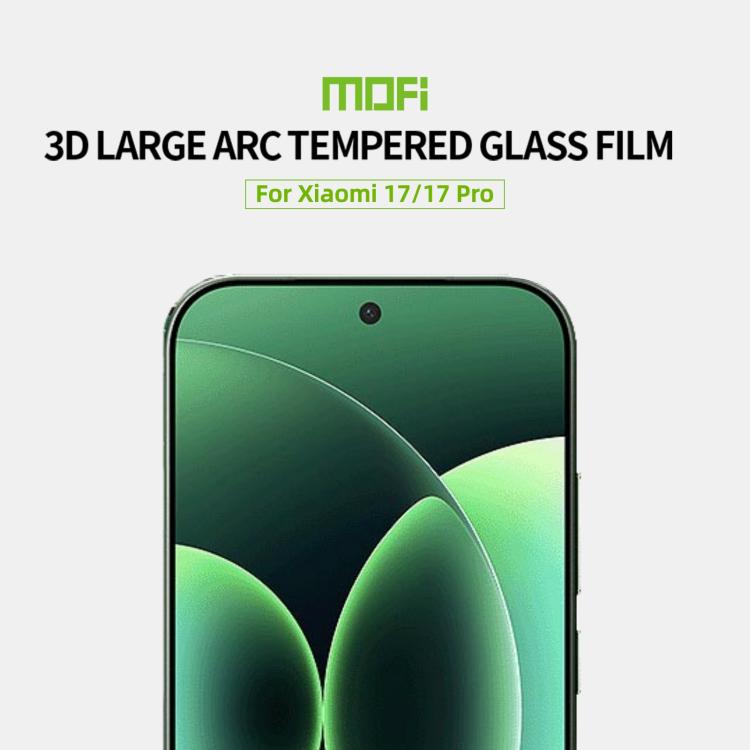 For Xiaomi 17 / 17 Pro MOFI 9H 3D Explosion-proof Curved Screen Tempered Glass Film - Black