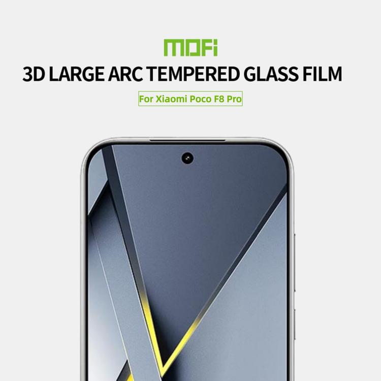 For Xiaomi Poco F8 Pro Unlock MOFI 9H 3D Explosion-proof Curved Screen Tempered Glass Film - Black