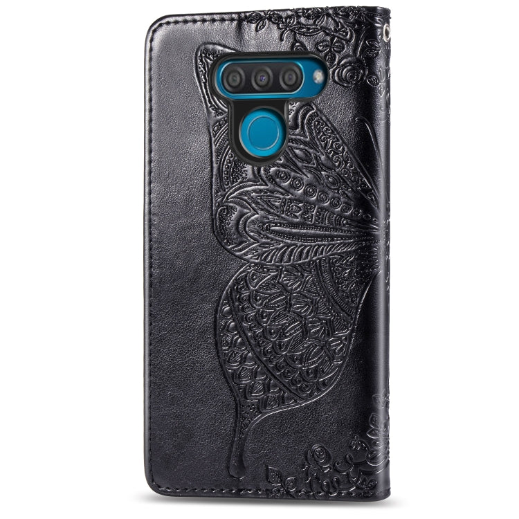 Butterfly Love Flowers Embossing Horizontal Flip Leather Case for LG Q60 , with Holder & Card Slots & Wallet & Lanyard