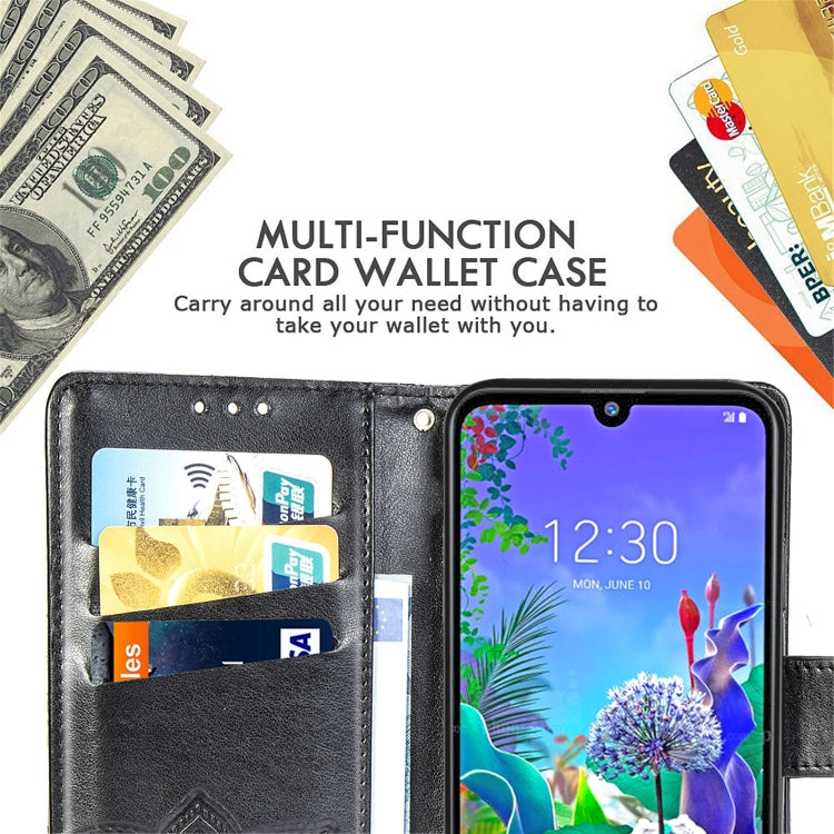 Butterfly Love Flowers Embossing Horizontal Flip Leather Case for LG Q60 , with Holder & Card Slots & Wallet & Lanyard