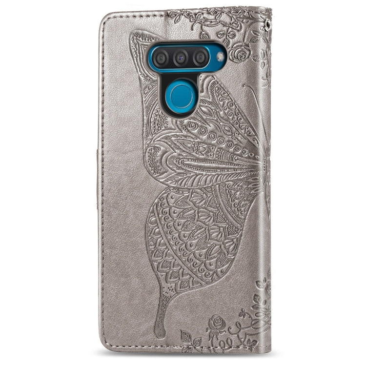 Butterfly Love Flowers Embossing Horizontal Flip Leather Case for LG Q60 , with Holder & Card Slots & Wallet & Lanyard