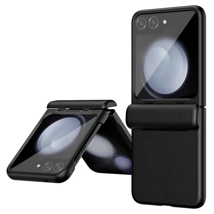 For Samsung Galaxy Z Flip6 / Flip7 FE Integrated Film Plain Leather Phone Case