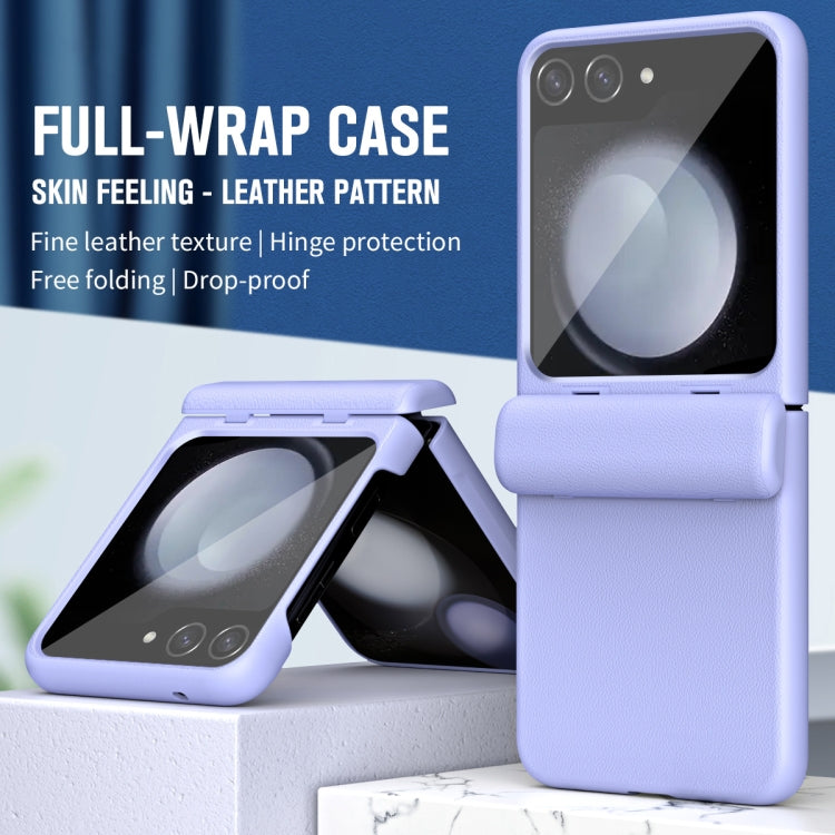 For Samsung Galaxy Z Flip6 / Flip7 FE Integrated Film Plain Leather Phone Case