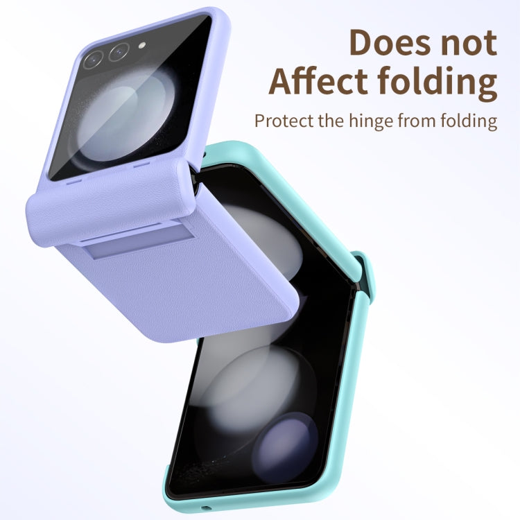For Samsung Galaxy Z Flip6 / Flip7 FE Integrated Film Plain Leather Phone Case