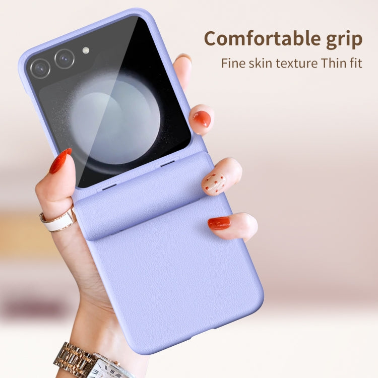 For Samsung Galaxy Z Flip6 / Flip7 FE Integrated Film Plain Leather Phone Case