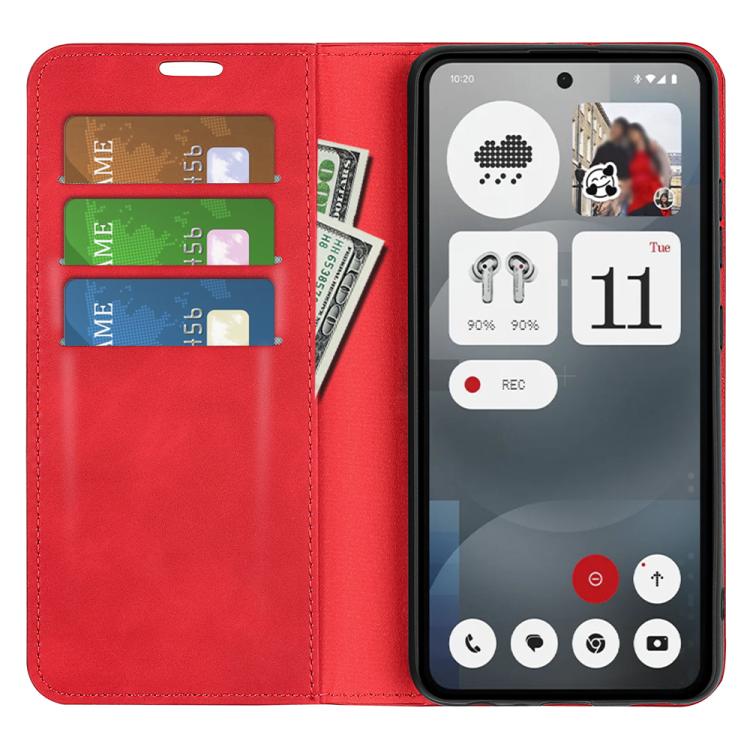 For Nothing Phone 3a Retro-skin  Magnetic Suction Leather Phone Case
