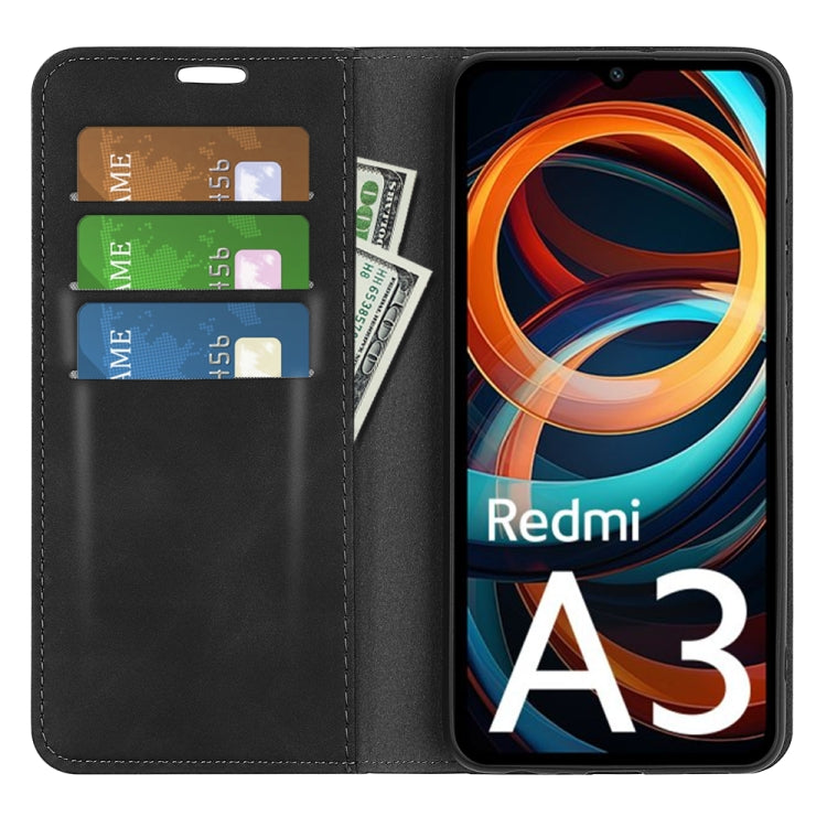 For Xiaomi Redmi A3 Retro-skin Magnetic Suction Leather Phone Case