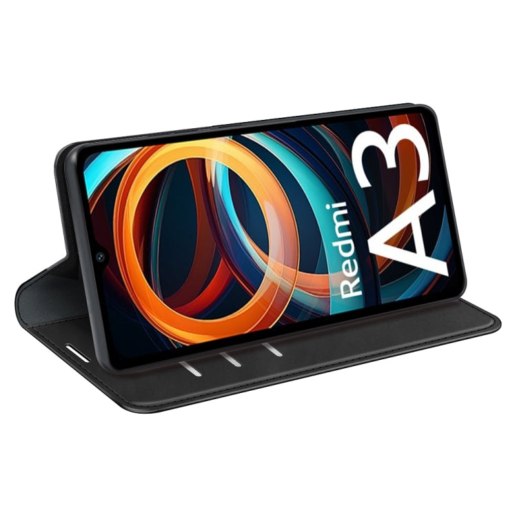 For Xiaomi Redmi A3 Retro-skin Magnetic Suction Leather Phone Case
