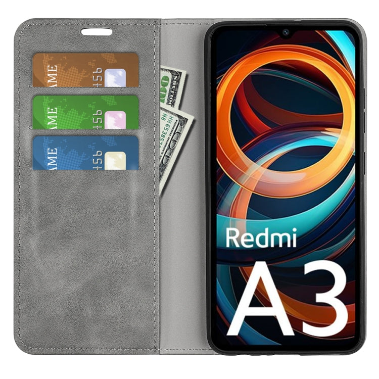 For Xiaomi Redmi A3 Retro-skin Magnetic Suction Leather Phone Case