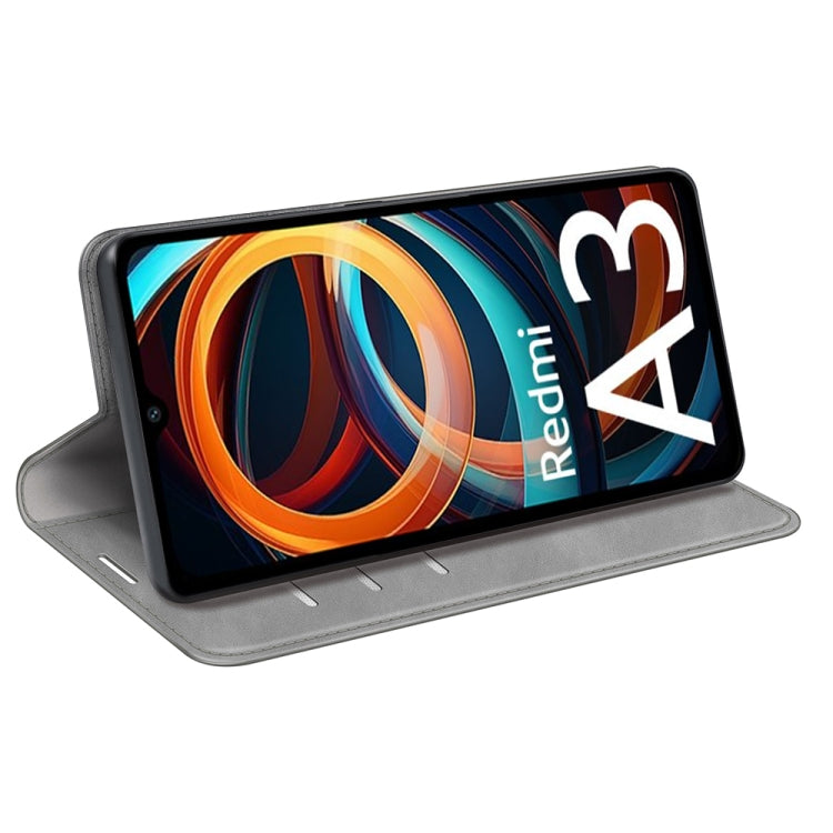 For Xiaomi Redmi A3 Retro-skin Magnetic Suction Leather Phone Case