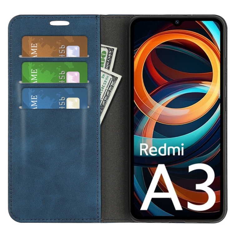 For Xiaomi Redmi A3 Retro-skin Magnetic Suction Leather Phone Case
