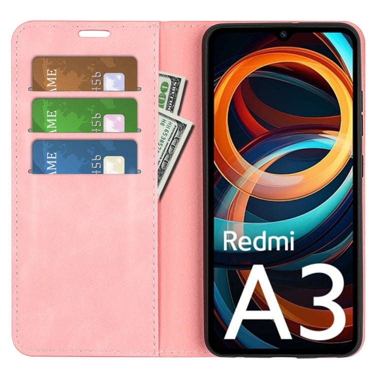 For Xiaomi Redmi A3 Retro-skin Magnetic Suction Leather Phone Case