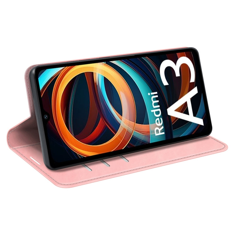 For Xiaomi Redmi A3 Retro-skin Magnetic Suction Leather Phone Case