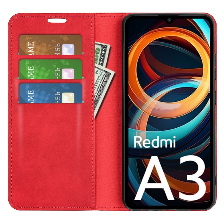 For Xiaomi Redmi A3 Retro-skin Magnetic Suction Leather Phone Case