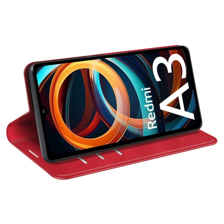 For Xiaomi Redmi A3 Retro-skin Magnetic Suction Leather Phone Case