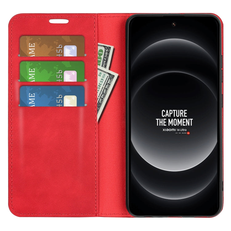 For Xiaomi 14 Ultra Retro-skin Magnetic Suction Leather Phone Case