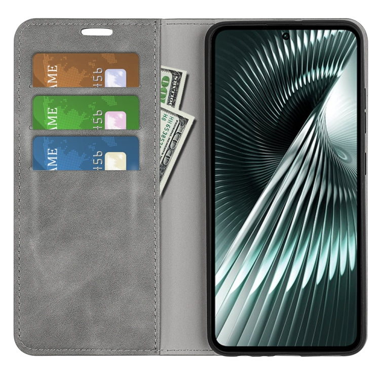 For Xiaomi Redmi Turbo 3 Retro-skin Magnetic Suction Leather Phone Case