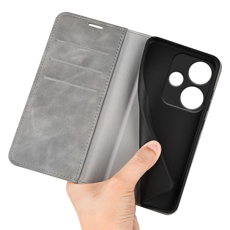 For Xiaomi Redmi Turbo 3 Retro-skin Magnetic Suction Leather Phone Case