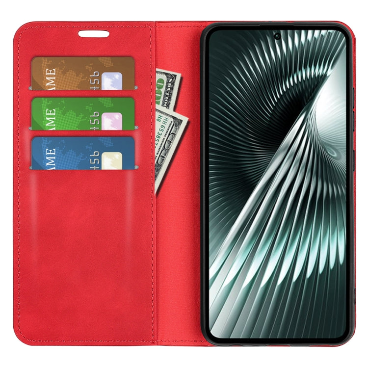 For Xiaomi Redmi Turbo 3 Retro-skin Magnetic Suction Leather Phone Case