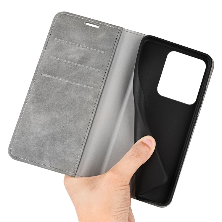 For Xiaomi Redmi Note 13R Retro-skin Magnetic Suction Leather Phone Case