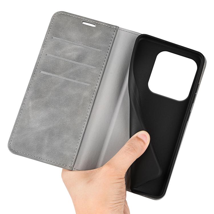 For Xiaomi Redmi Note 14 5G Retro-skin Magnetic Suction Leather Phone Case