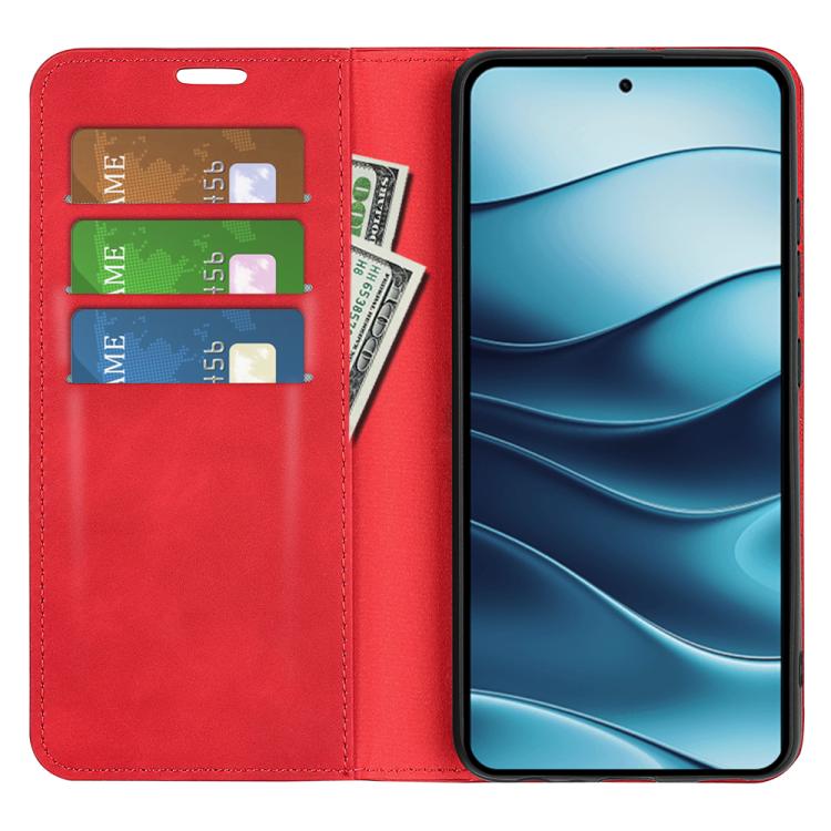 For Redmi Note 14 4G 163.25mm Retro-skin Magnetic Suction Leather Phone Case