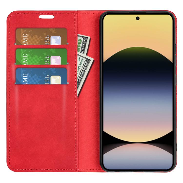 For Redmi Note 14S 4G Retro-skin Magnetic Suction Leather Phone Case