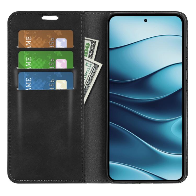 For Redmi Note 14 4G 164.84mm Retro-skin Magnetic Suction Leather Phone Case