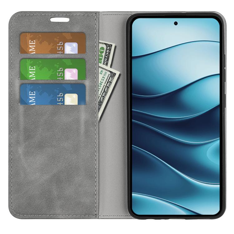 For Redmi Note 14 4G 164.84mm Retro-skin Magnetic Suction Leather Phone Case