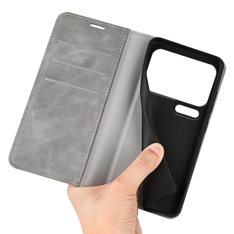For Xiaomi 17 Pro Retro-skin Magnetic Suction Leather Phone Case